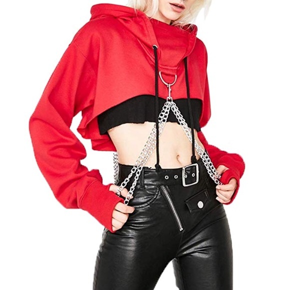 cropped chain hoodie